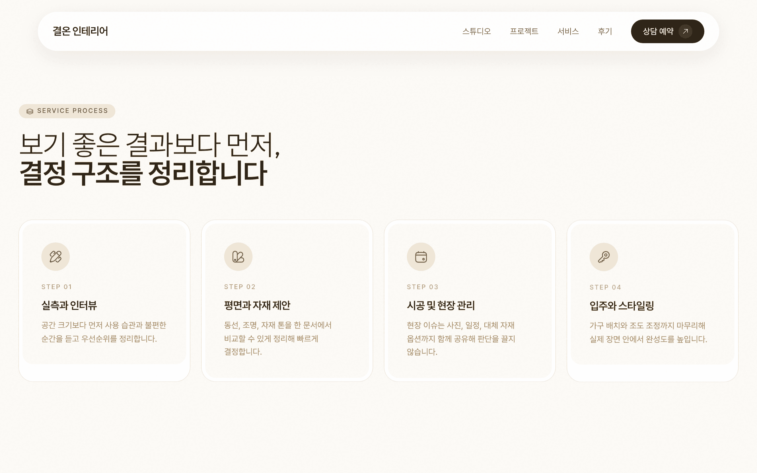 결온 인테리어 스튜디오 — 4단계 서비스 프로세스